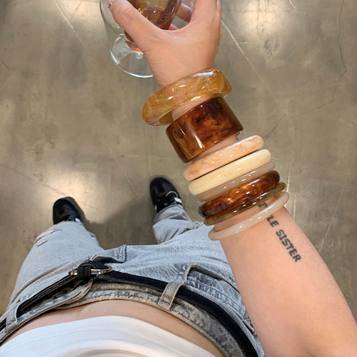 chicaddblack开口素圈手镯