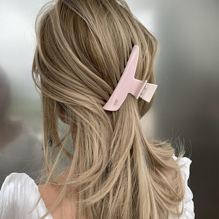果冻感 浅蓝色发夹后脑勺 粉色抓夹森系仙美醋酸发抓大号鲨鱼夹