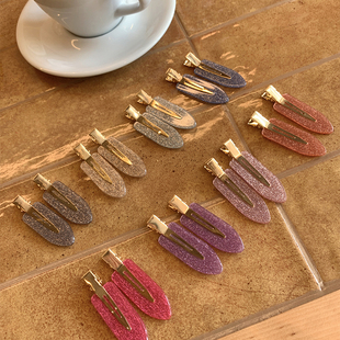 多巴胺前额发夹边夹侧边高级感少女感发饰 彩色细闪无痕鸭嘴夹