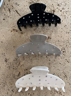 ins新款水滴状镶钻 经典扇形抓夹大号高品质醋酸法式灰盘发鲨鱼夹