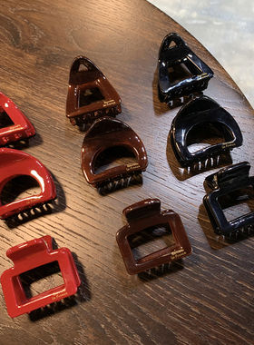 ins复古镂空几何发饰 加厚醋酸france小号抓夹半扎发法式慵懒