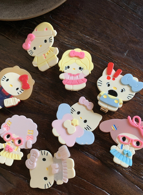 chao可爱hellokitty绝美侧边发夹 软萌天使猫咪醋酸边夹KT鸭嘴夹