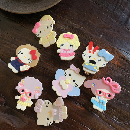 chao可爱hellokitty绝美侧边发夹 软萌天使猫咪醋酸边夹KT鸭嘴夹