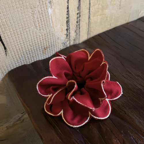 复古酒红小众花瓣发圈