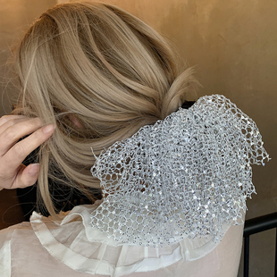 精致 巨好看大肠发圈2026正流行超大裙摆丸子头发饰 镂空亮片