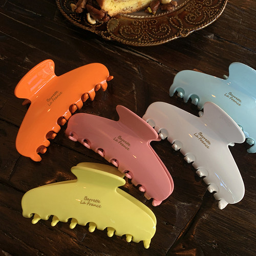 2026新色多巴胺抓夹大号发量大 小众纯色盘发鲨鱼夹高质量醋酸