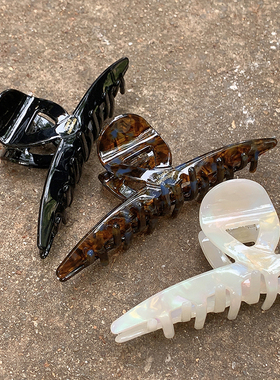 高品质醋酸 法式交叉款盘发抓夹大号 france金标黑色鲨鱼夹发抓