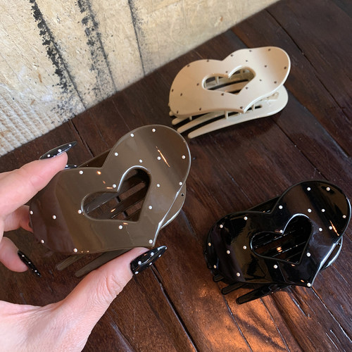 波点爱心设计感一字发夹抓夹