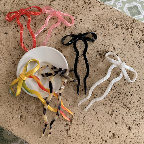 chicaddblack蝴蝶结u型发簪