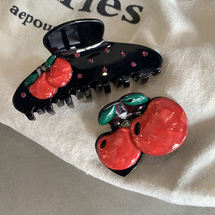 chao喜欢樱桃 鲨鱼夹ins 小众创意醋酸短发半抓夹女高级感2026新款