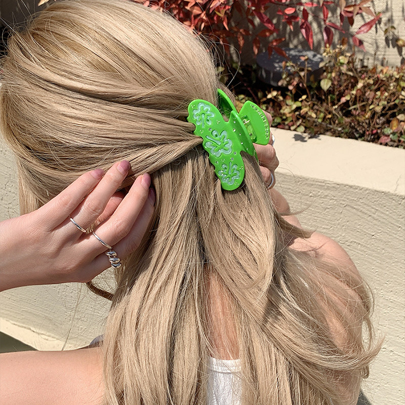 绿色气质清新 ins风花朵晕染醋酸抓夹中号 小众法式盘发鲨鱼夹女,饰品/流行首饰/时尚饰品新,发饰,淘宝优惠券,粉丝福利购,淘宝优惠卷
