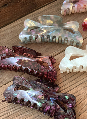 幻彩新色 镂空蝴蝶结抓夹大号发量大高级气质风france盘发鲨鱼夹