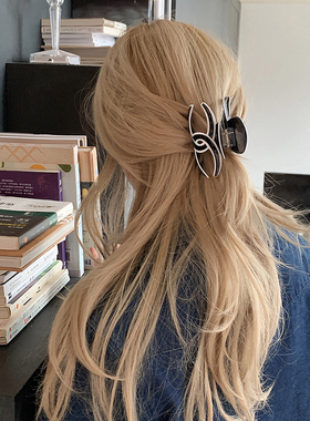 ins风小众撞色 设计感交叉醋酸抓夹大号高级感鲨鱼夹 发抓后脑勺