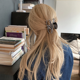 ins风小众撞色 发抓后脑勺 设计感交叉醋酸抓夹大号高级感鲨鱼夹