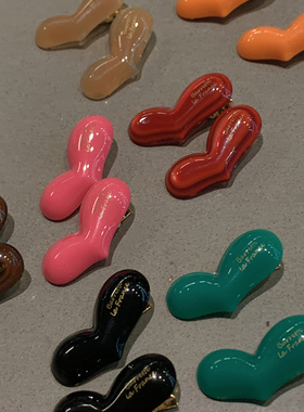 多巴胺彩色爱心鸭嘴夹 france小巧心形刘海发夹女前额 两个包邮