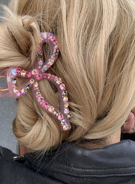 轻奢捷克钻超闪 甜美果冻蝴蝶结抓夹高级感 慵懒小众盘发鲨鱼夹