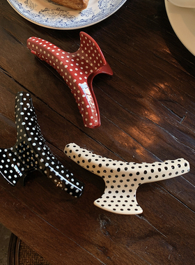 极简波点 超级好看的头发抓夹大号发量大2026新款鲨鱼夹发抓发饰