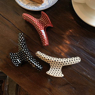 头发抓夹大号发量大2026新款 鲨鱼夹发抓发饰 超级好看 极简波点