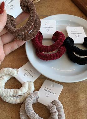 秋冬温暖丝绒基础皮筋 新款毛绒日常通勤马尾发绳头绳发圈2个装