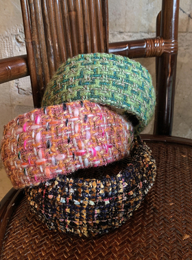 日常外戴小香风 粗毛呢超宽发箍女款高级感洋气时尚头箍发饰新款