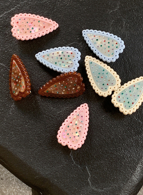 少女感爱心彩钻鸭嘴夹 花边桃心夹子头饰发夹边夹侧边刘海夹