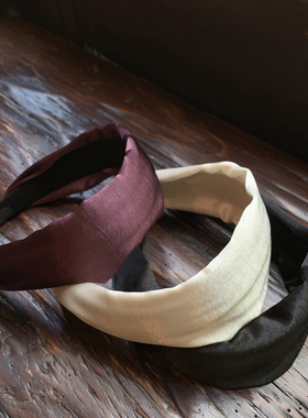 显质感的光泽感缎面 纯色宽边发箍女高级感轻奢头箍日常外戴发饰