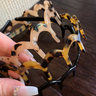 洗脸头箍带齿防滑醋酸 ins新款 玳瑁波浪发箍女款 高级感洋气时尚