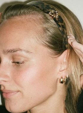 复古气质玳瑁 轻奢镶钻爱心黑色发箍女款高级感洋气时尚防滑头箍