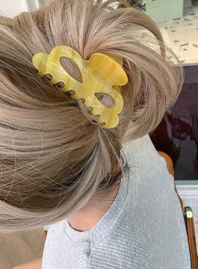 果冻感明艳黄色 金标france大号醋酸抓夹 气质盘发鲨鱼夹发饰