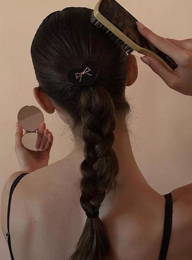 轻奢粉钻蝴蝶结 甜酷黑色爱心头绳女扎马尾高弹力耐用发圈皮筋