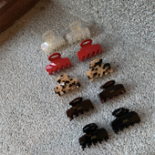 ins复古方形中号抓夹 france气质正红巧克力半扎发鲨鱼夹发抓发饰