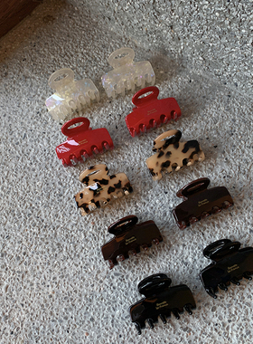 ins复古方形中号抓夹 france气质正红巧克力半扎发鲨鱼夹发抓发饰