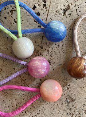 新款多巴胺糖果发圈 亚克力晕染球球彩色皮筋发绳加粗 两个包邮