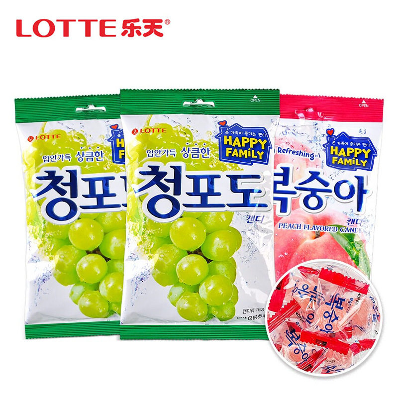 韩国进口乐天青葡萄糖水果硬糖酸糖果韩国青提糖葡萄硬糖零食喜糖