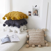 Северный твердый цвет мяч Big Pillow ins хлопок и белье, подушка для прикроватного дивана подушка, подушка из бурного окна мех шарик подушка
