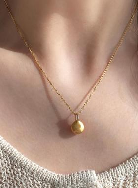 Aaim 法式高级黄铜镀金豆豆吊坠项链轻奢毛衣链2025年新款锁骨链