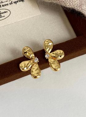 Aaim 花瓣耳钉女秋冬小众设计感小众简约高级感蝴蝶耳饰女925银针