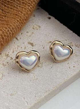 Aaim 爱心独特耳环氛围感人鱼姬配色温柔精致气质百搭耳饰