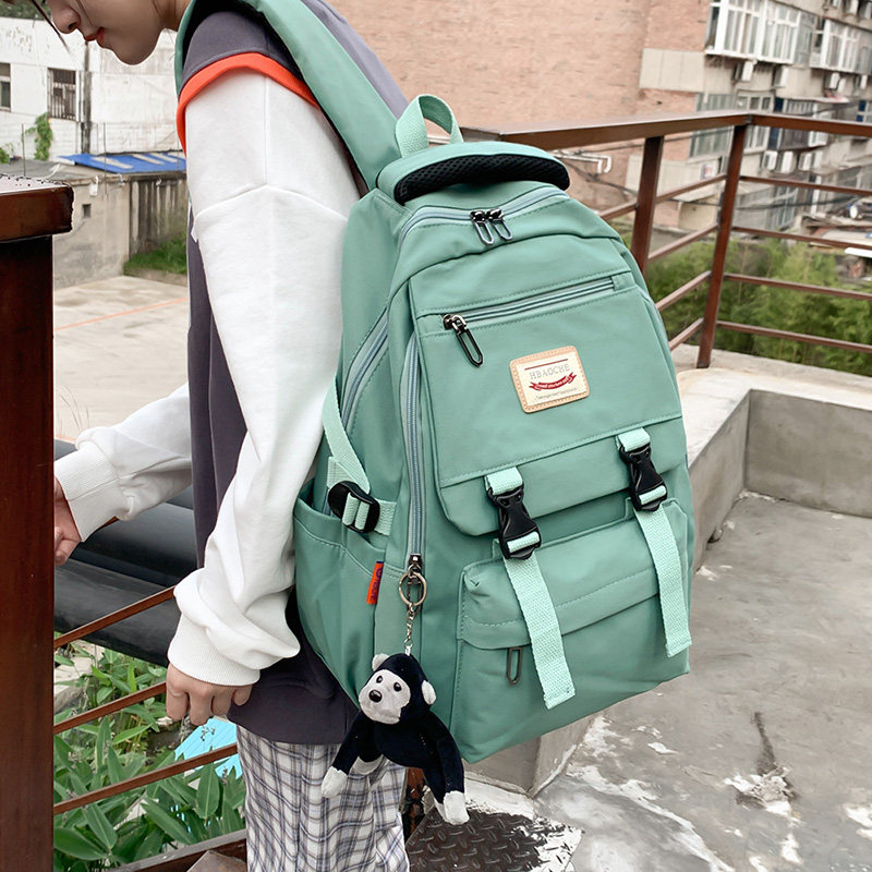 书包女高中学生初中生ins风简约森系帆布大容量双肩包2023年新款