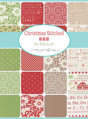 美国进口棉布手工拼布MODA Christmas Stitched大方、小方、布卷