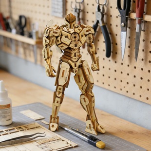 机甲战士立体木质拼装模型男孩生日礼物机器人静态模型玩具拼图