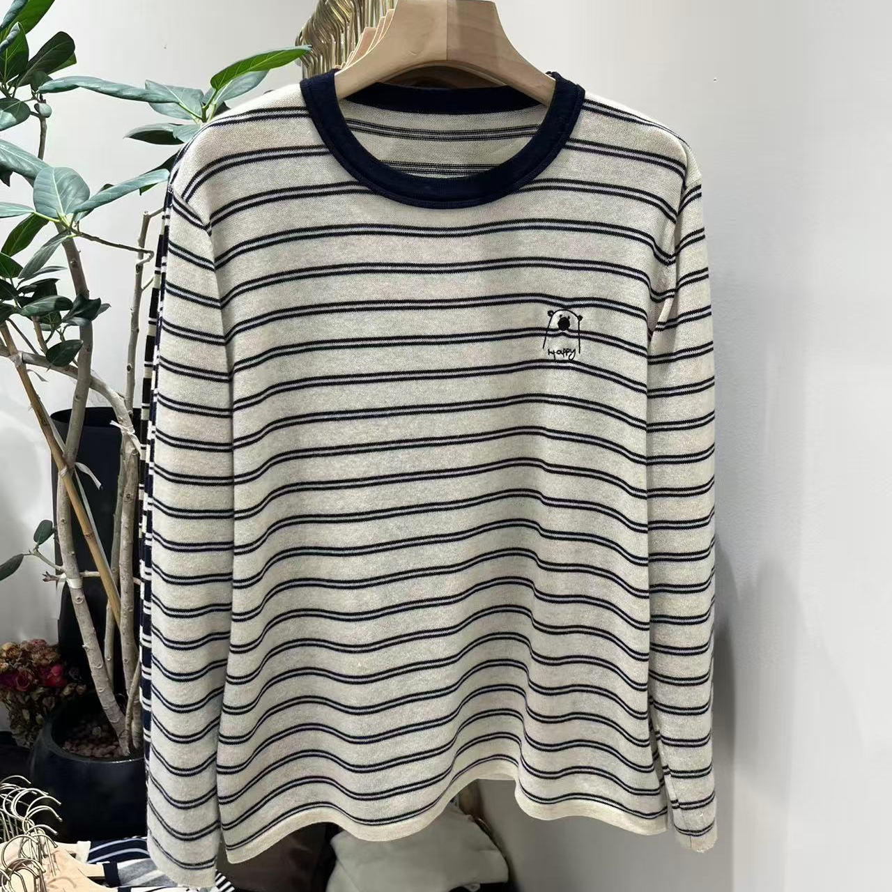 欧货2025冬季新款撞色条纹针织衫