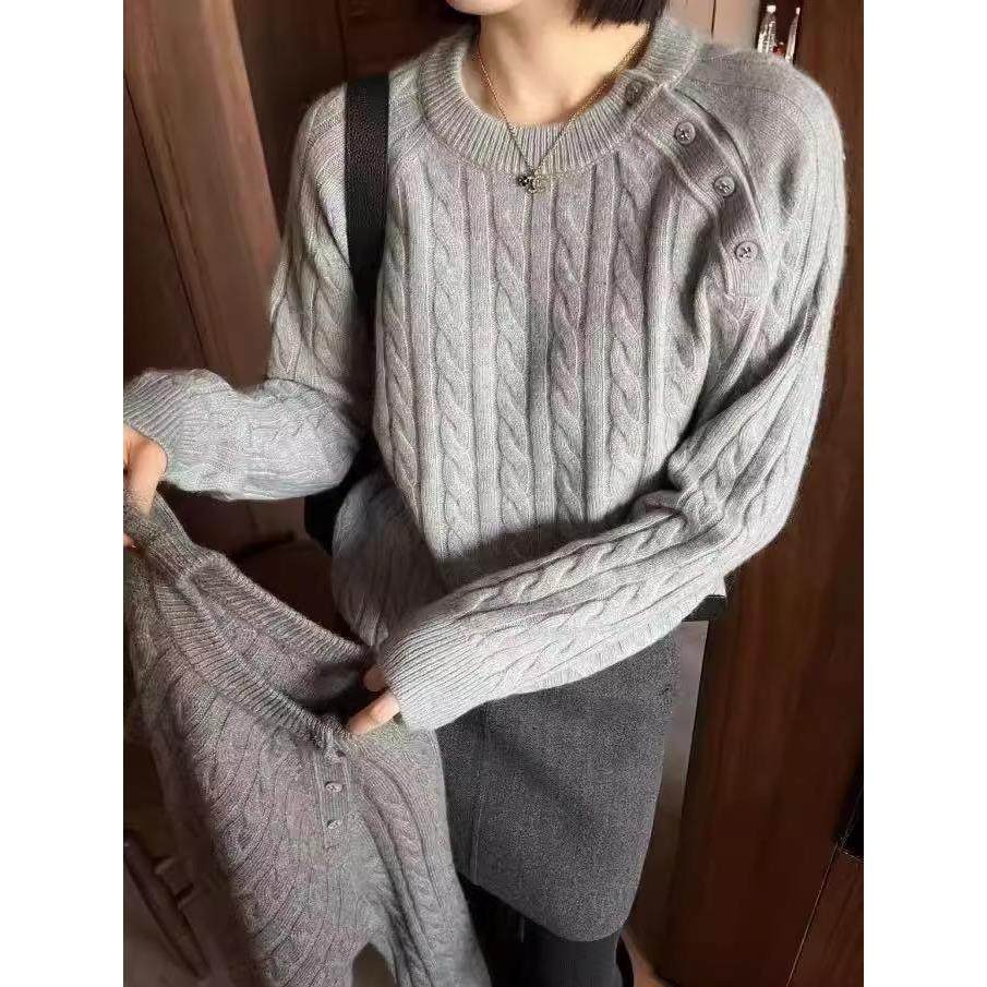 山羊绒加厚麻花女毛衣