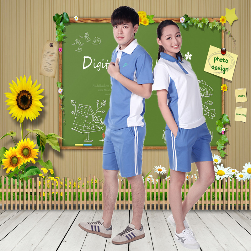深圳校服中学生短裤上衣男女夏装初中生高中生运动服套装校裤正品