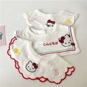 韩版 花朵围嘴女宝宝春秋纯棉口水巾婴儿a类新生儿防吐奶围兜套装