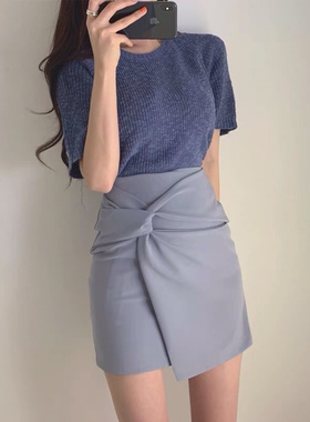 三小姐的咖啡ins包臀裙短裙不规则半身裙女夏秋季裙子高腰a字裙