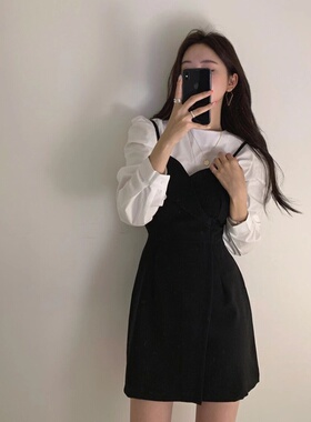 三小姐的咖啡小香风吊带裙衬衫两件套连衣裙2026新款女春秋套装裙