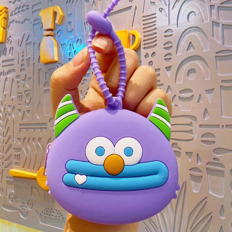 创意呆萌小怪兽硅胶零钱包钥匙扣书包挂件可爱卡包挂饰小礼品