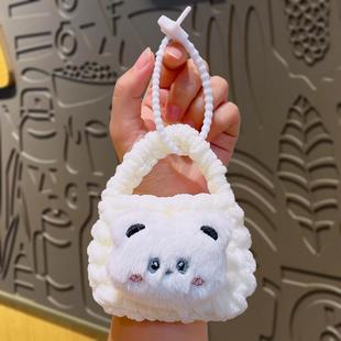 手工毛绒针织包卡通熊猫钥匙扣公仔创意零钱包耳机包挂件礼品