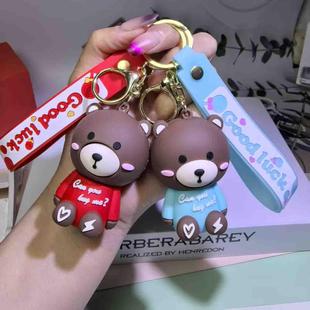 坐姿布朗熊公仔钥匙扣挂件PVC软胶可爱钥匙链小挂饰书包配饰